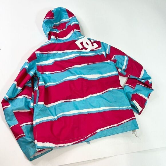 DC Exotex 5000 Ski Jacket Womens Medium Blue & Red Striped Lined Full Zip Hooded - Picture 11 of 12